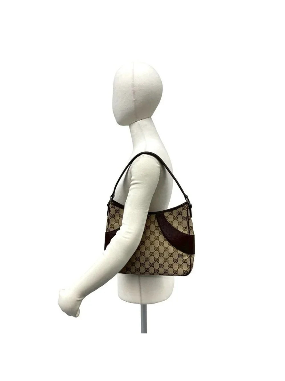Gucci GG Pattern Canvas Leather Shoulder Bag Mini Tote Brown - Picture 2 of 10